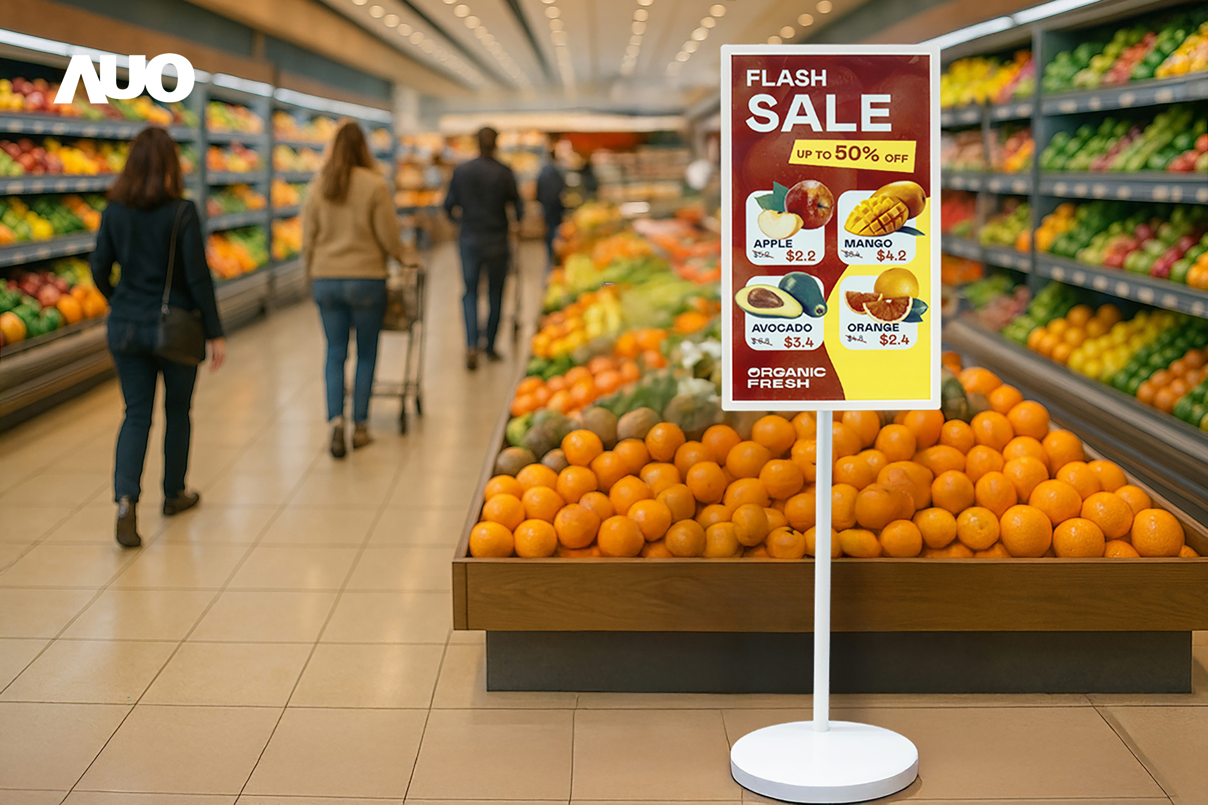 達擎首亮相低功耗、全彩的「aecoPost電子紙解決方案」，僅在更新畫面時需要微量的電力驅動，無需佈建電線的便捷設計，使其可靈活應用、隨意置放，並可透過雲端或行動裝置app，輕鬆管理及排程廣告內容，晉升店頭行銷利器。