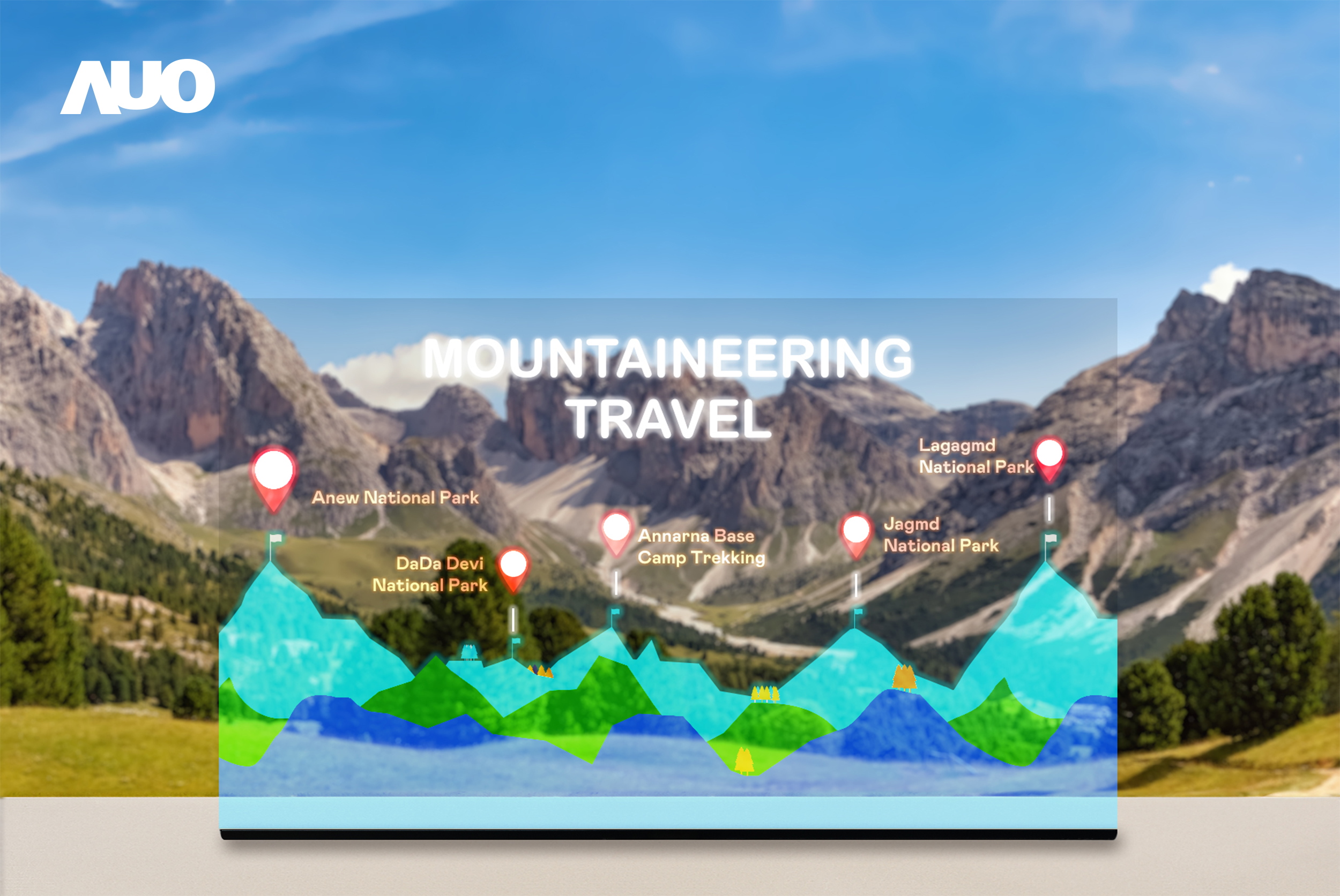 米兰·(milan)展示全球单片尺寸最大(*)42吋透明Micro LED显示器拼接而成的〝64吋透明Micro LED显示器〞，具备高透明度、1,000 nits高亮度、广色域、采用三边无边框的无缝拼接等多重特色，呈现超高清、细腻画质而不遮挡后方视觉，满足层峰需求，可广泛运用于零售、艺术展览或商业空间等场域